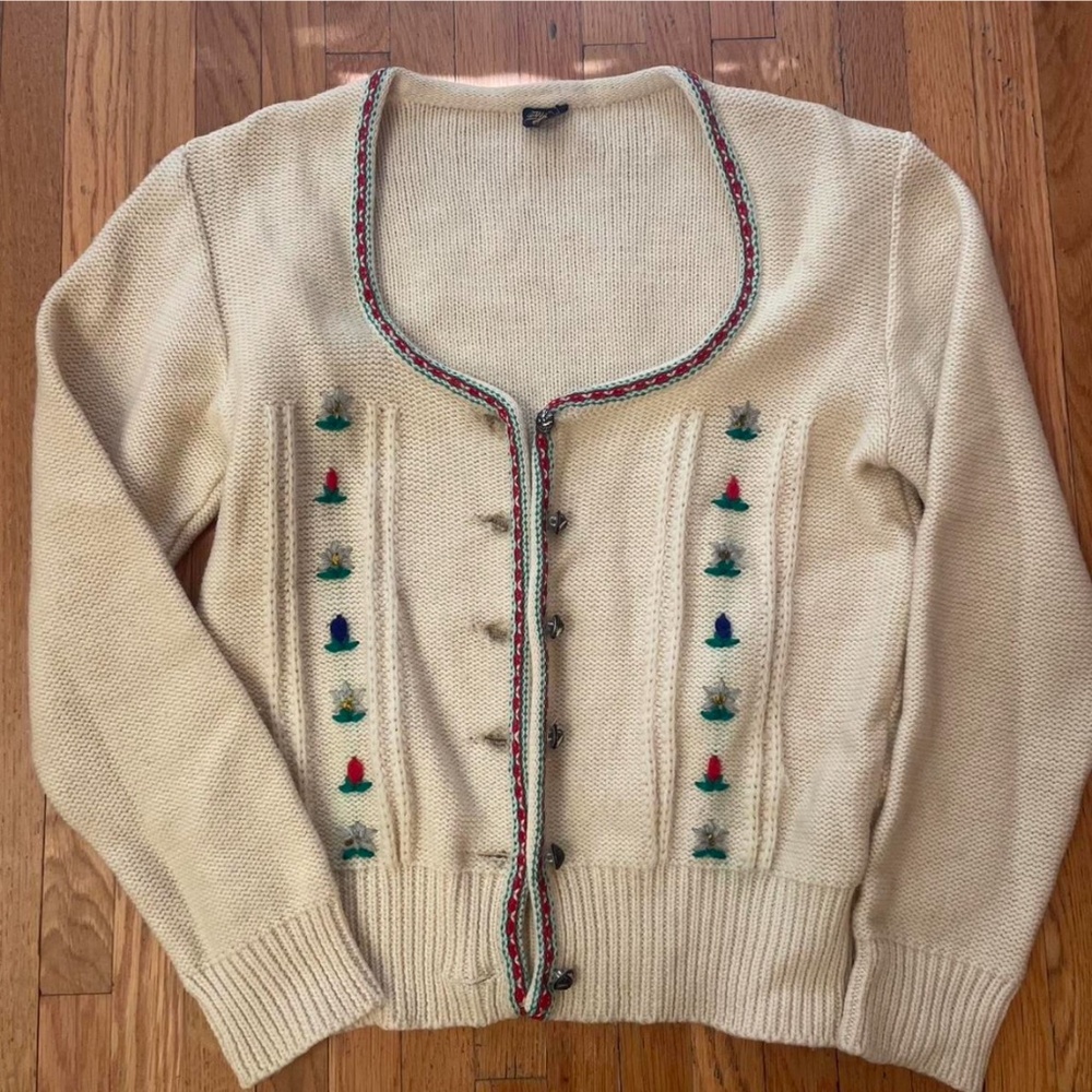 vintage Austrian 70s knit cardigan xs s - Picture 2 of 8